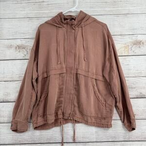 Lucky Brand Hooded Full Zip Jacket Womens Small Pink Super Soft